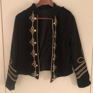 Military style jacket! Black with gold piping
